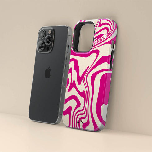 Custom Initials Swirl Wavy Marble iPhone Case